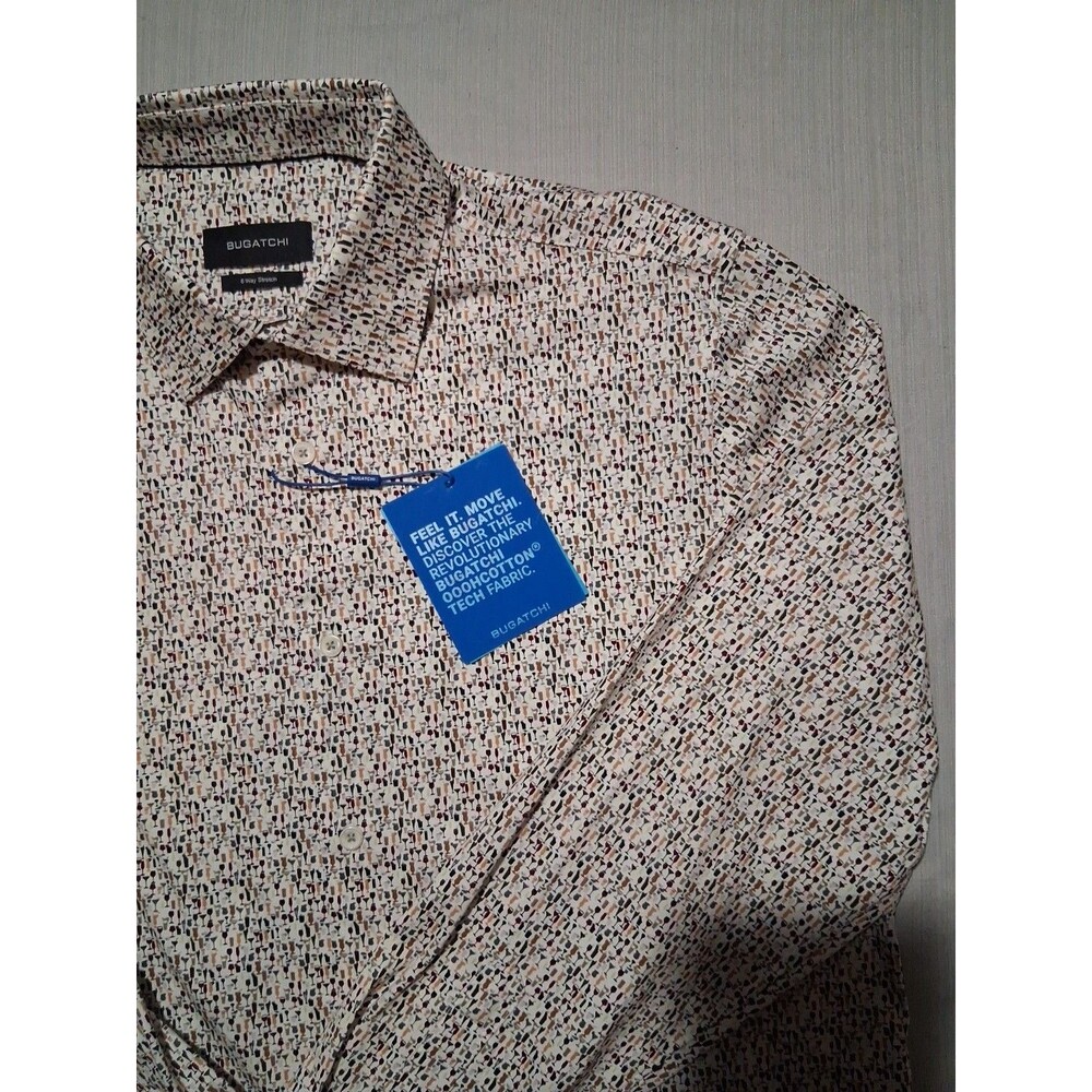 Bugatchi OoohCotton Shirt Tech 8 Way Stretch Mens Large L/S Cocktail Glasses
